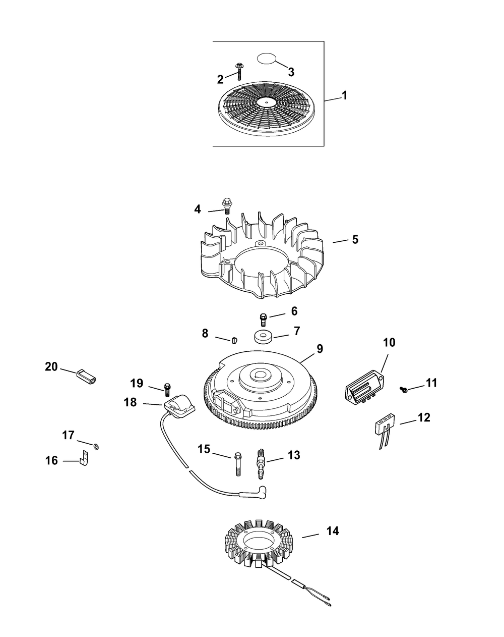 Kohler Cv680-3044 Ignition And Electrical Diagram and Parts List for Z-FORCES48 (53BH5FJB-53BH5FJB050)(2012) Cub Cadet Lawn Tractor